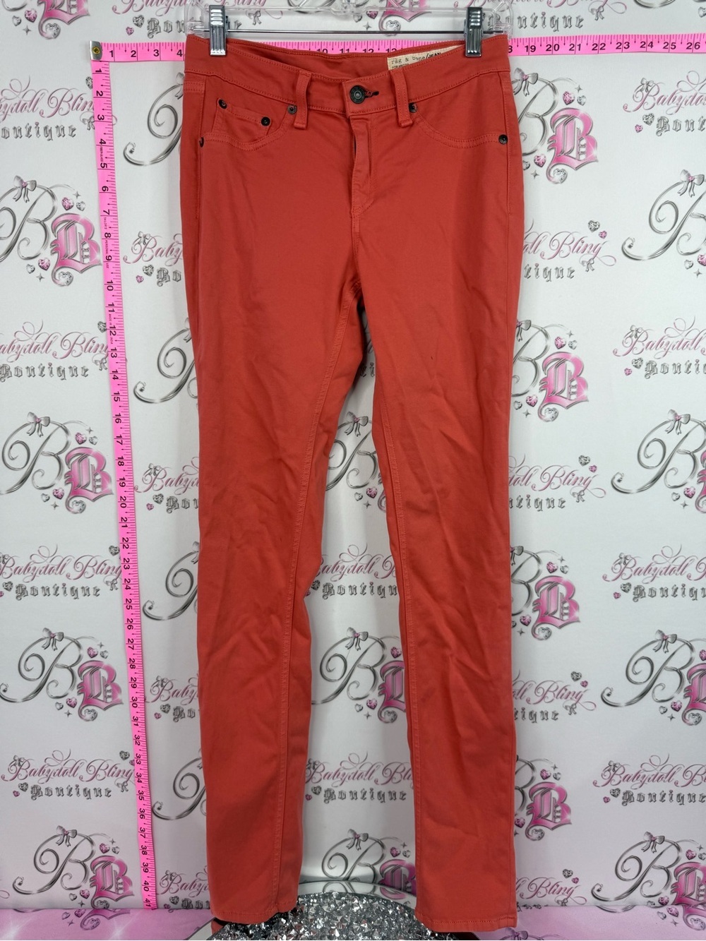 rag & bone pants orange bright Skinny Pants in Coral Red